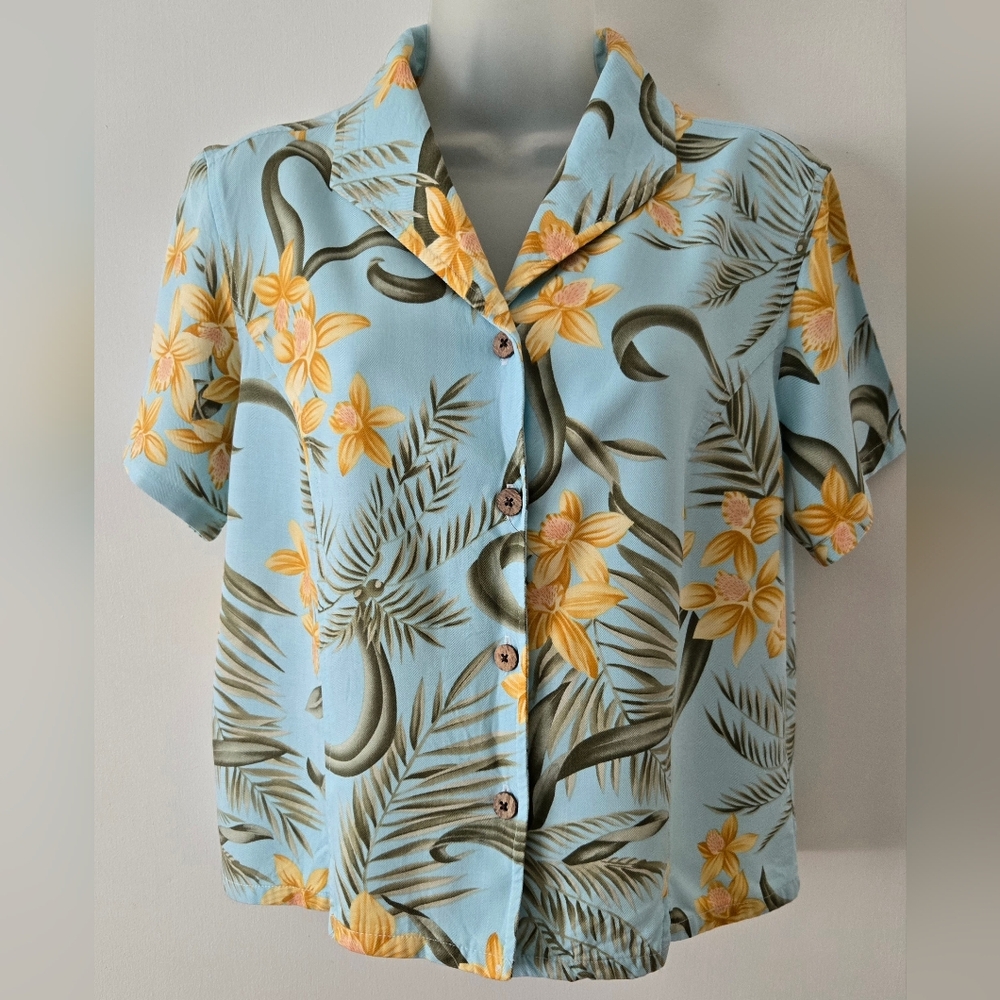 Womens Jamaica Bay Tropical Button Down Shirt Sz Medium